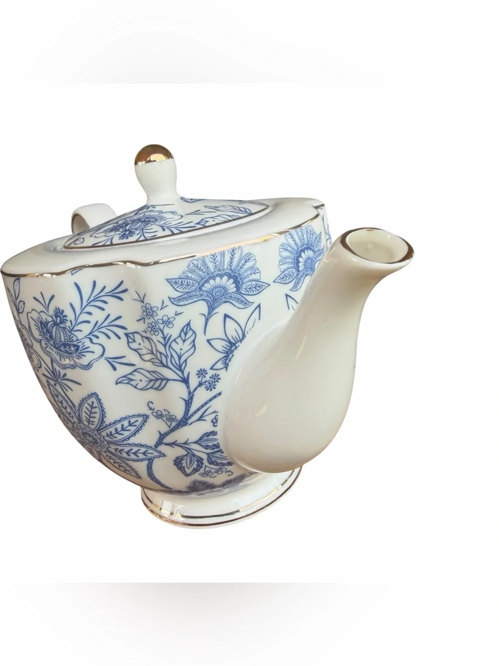 Grace Teaware Blue White Floral Teapot Porcelain Chinoiserie Grandmillennial